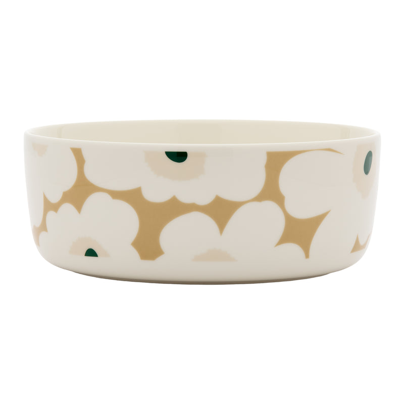 Marimekko - Oiva Unikko Schale | 1500 ml / weiß / beige / light sand / dunkelgrün