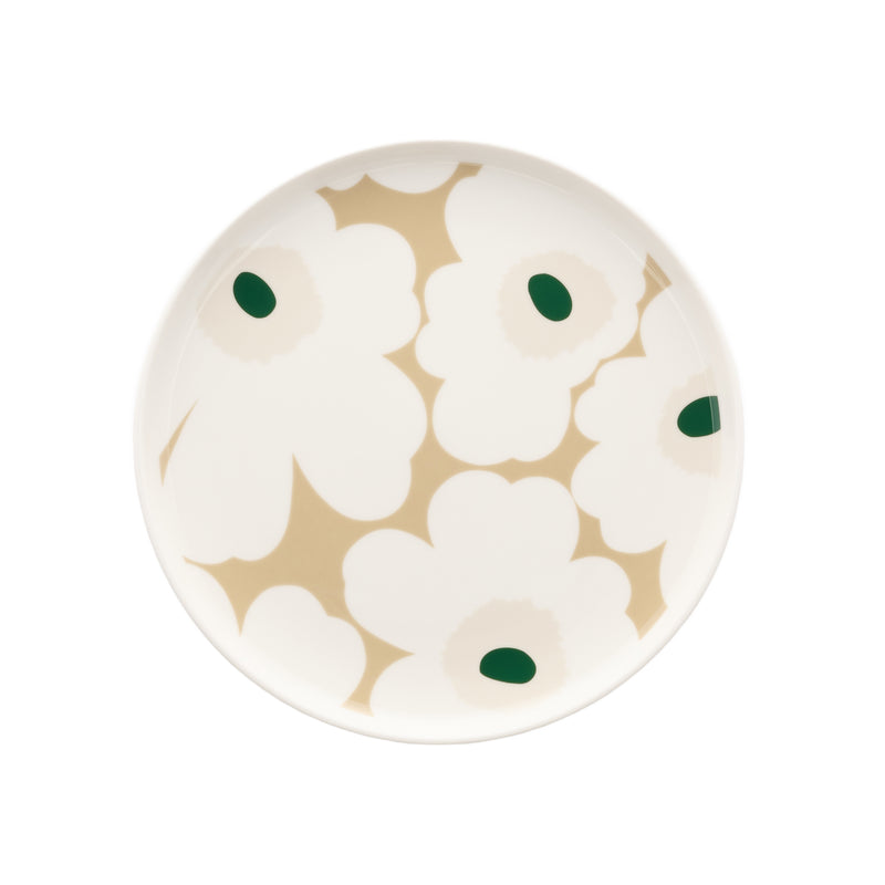 Marimekko - Oiva Unikko Teller Ø 20 cm | white, beige, lt.sand, d.green