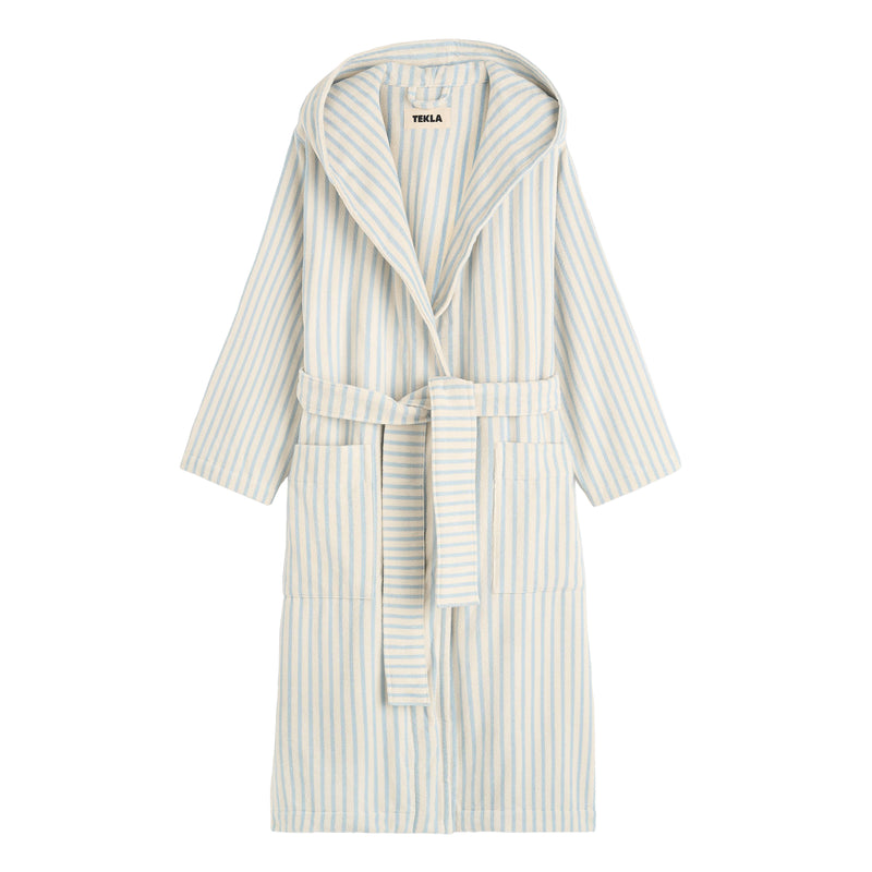 Tekla - Terry Bademantel mit Kapuze | L / soft blue stripes, M / soft blue stripes, S / soft blue stripes