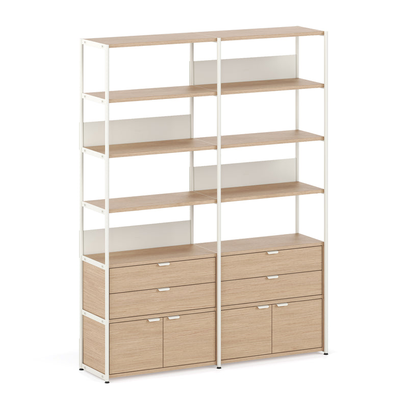 TipToe - Unit Regalsystem | inkl. 2 Türen und 2 Schubladen / H 215 x 164 cm / cream white