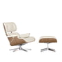 Lounge Chair + Ottoman - Walnut, white, polished