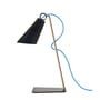 Domus - Pit Table Lamp - oiled oak / black / blue cable
