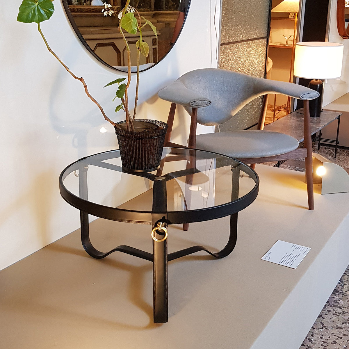 Gubi – Adnet coffee table, Ø 70 cm, black leather