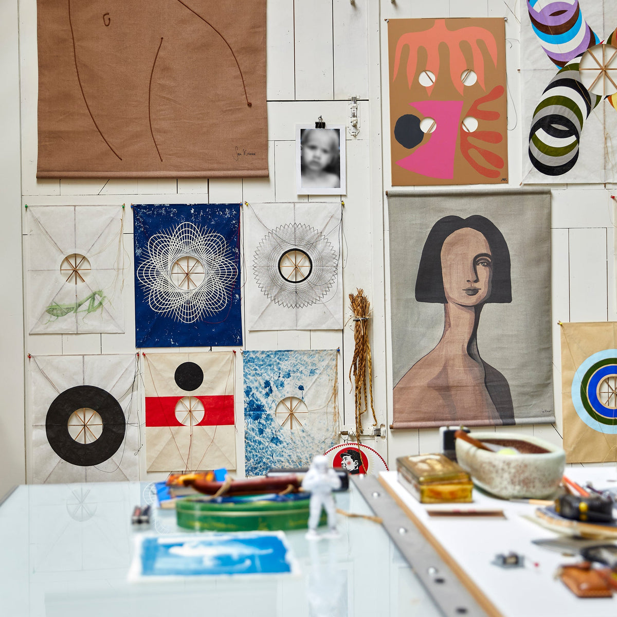 Portrait of a woman wall art by HKliving in brown stitch