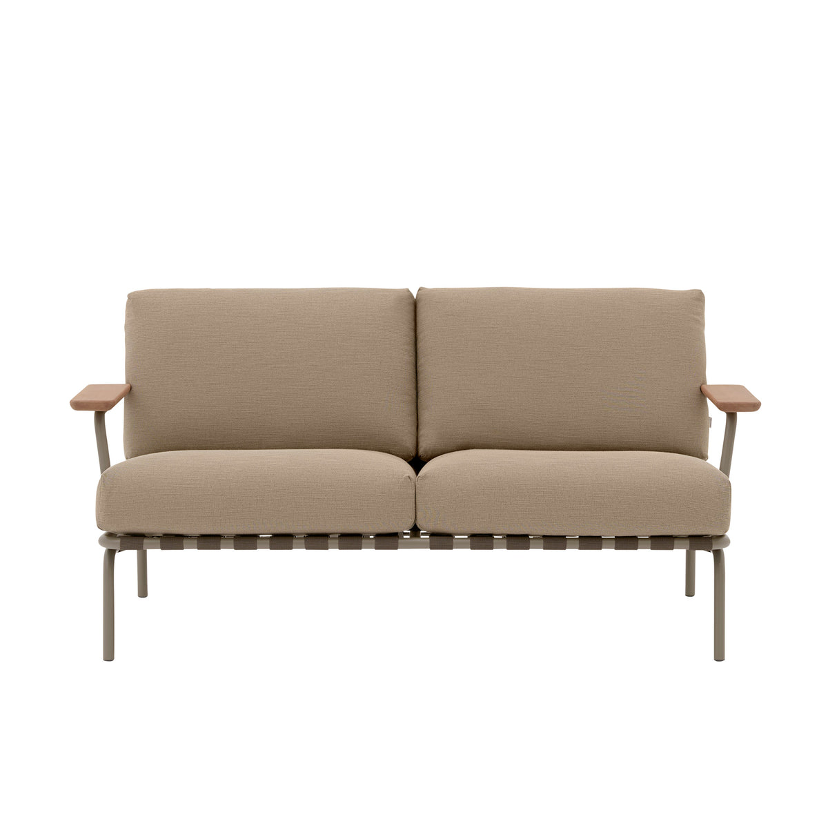 Muuto - Settle Outdoor 2-Sitzer Sofa | braun/taupe (Stoff Ribbed Weave 5)