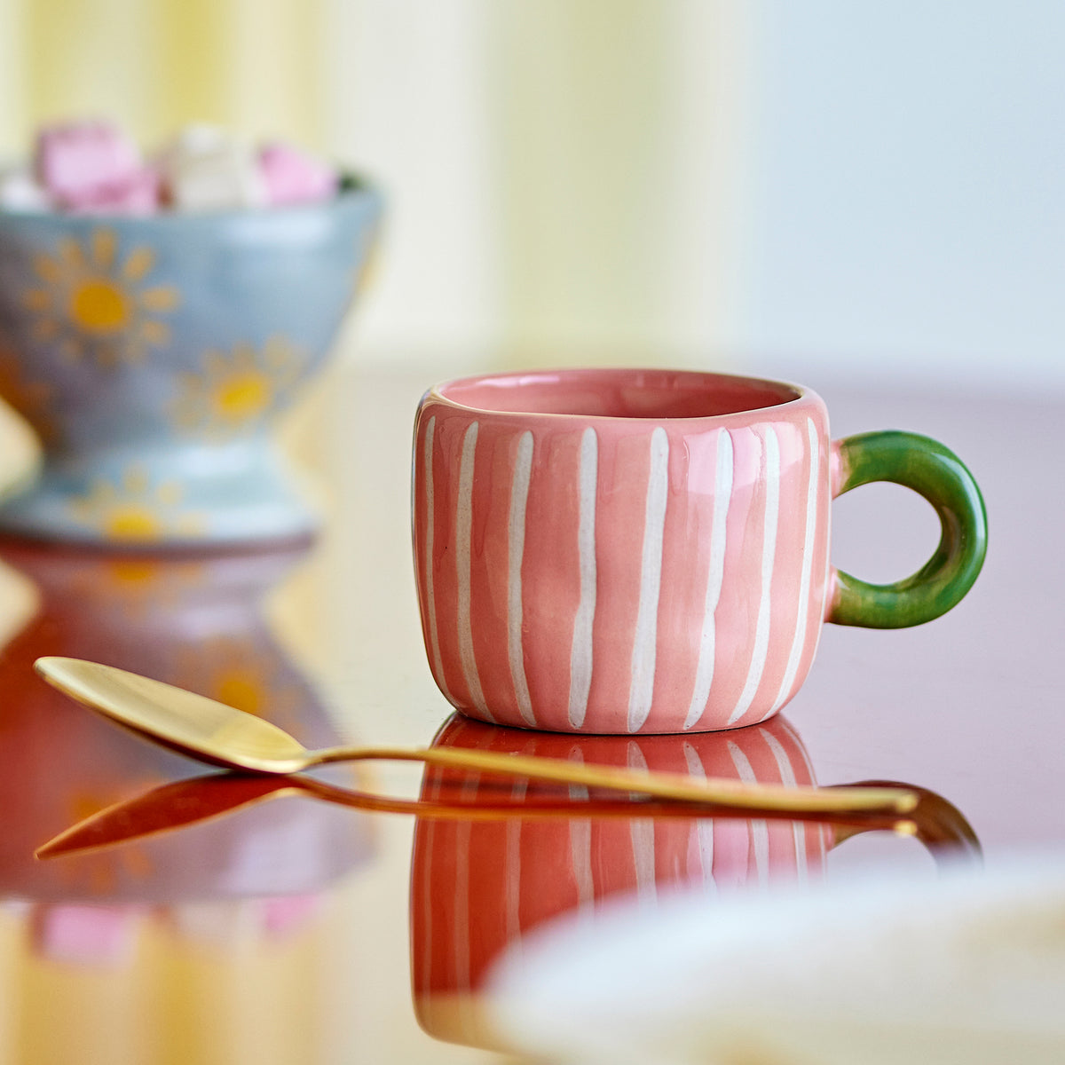 Bloomingville - Nini Tasse | Streifen / einzeln / rose