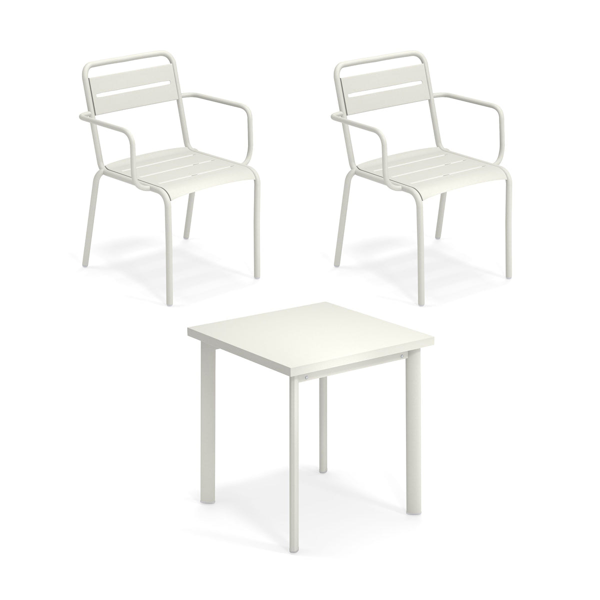 Emu - Star Outdoor Tisch 160 x 90 cm + Armlehnstuhl (4er-Set) | Armlehnstuhl / 70 x 70 cm / weiß