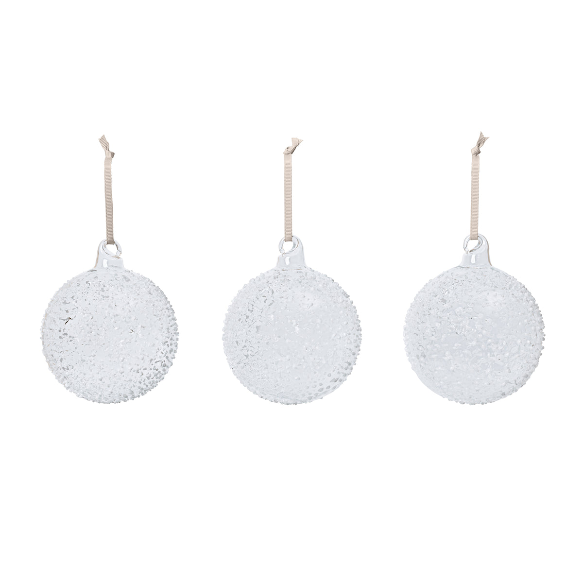 Ferm Living - Flurry Weihnachtskugel, Glas (3er-Set) | Large / white