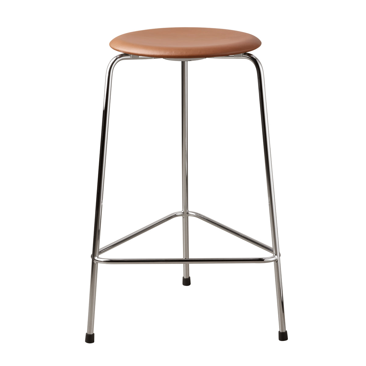 Fritz Hansen - Dot Barhocker | Leder walnuss / Höhe 65 cm / 3-beinig