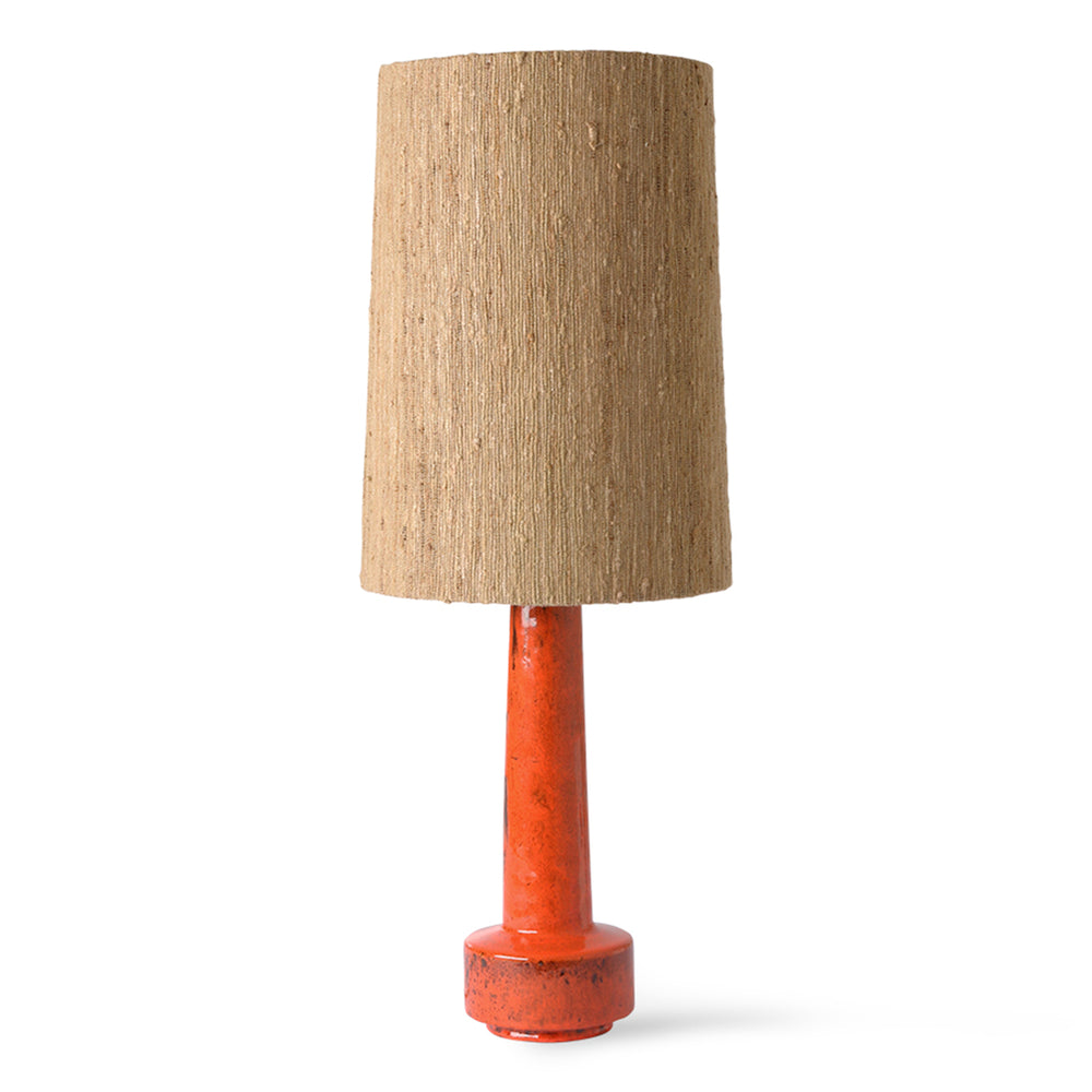 HKliving - Retro Tischleuchtenfuß mit Schirm | Lampenschirm Seide / Tischleuchtenfuß H 48 cm / lava red