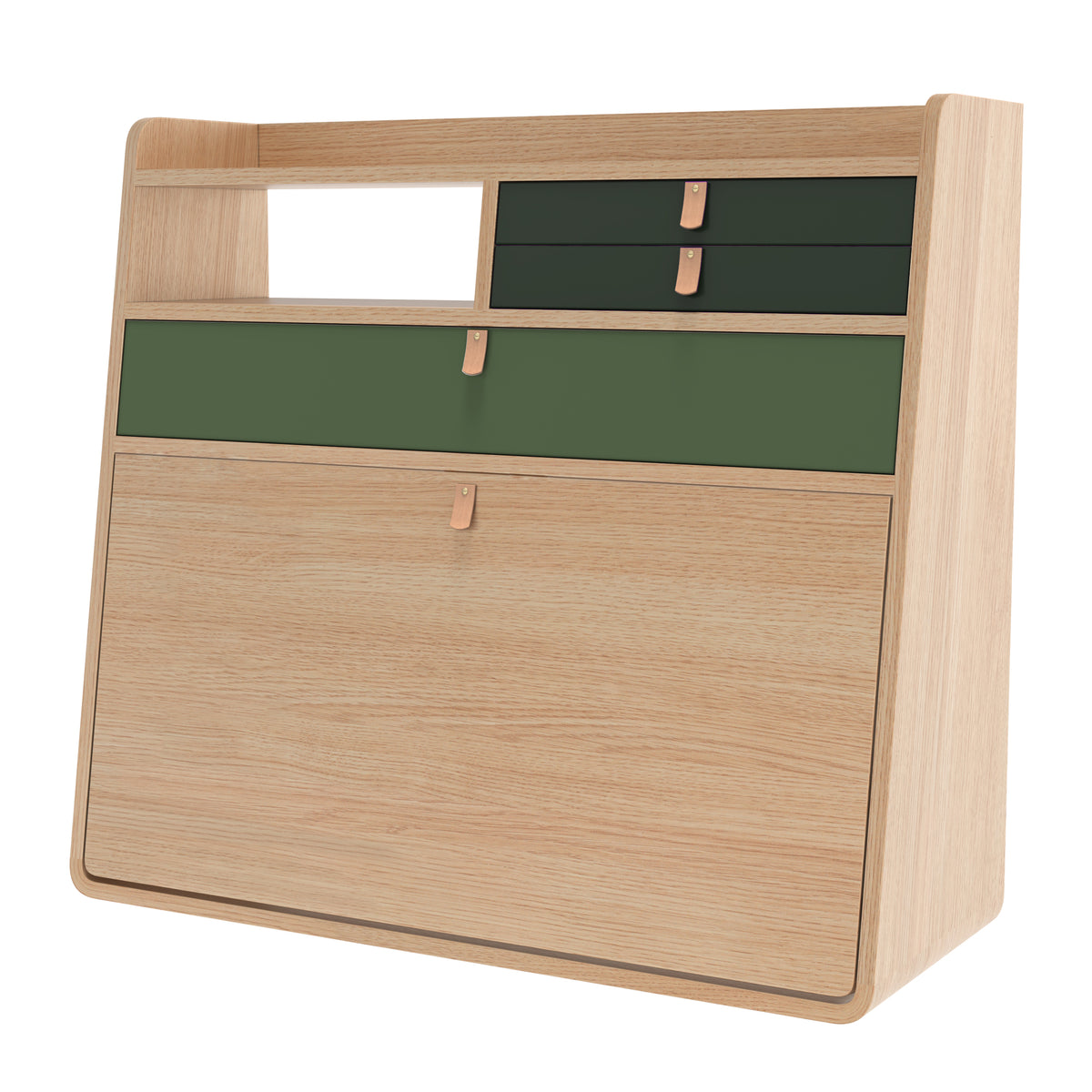 Hartô - Gaston Wandsekretär | Eiche natur / 80 cm / eschengrün / salbei