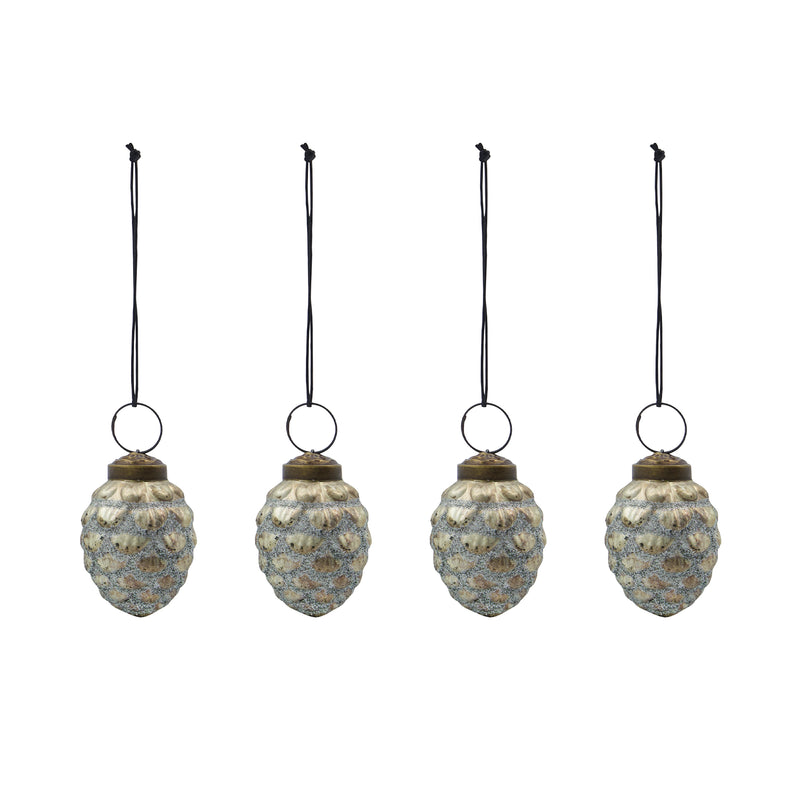 House Doctor - Cone Ornamente | 4er-Set / antikes silber