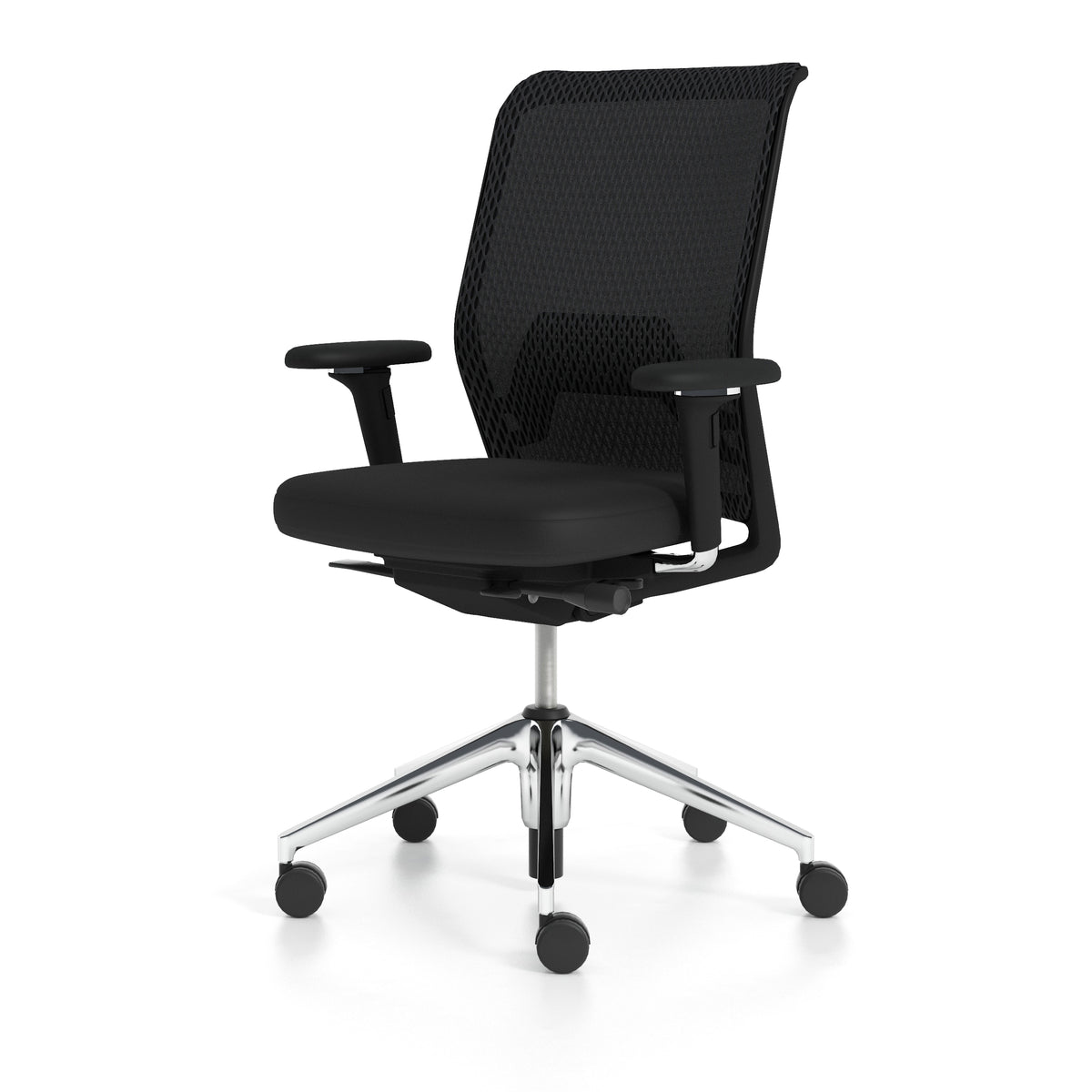 Vitra - ID-Stuhl Mesh | mit Sitztiefenverstellung / schwarz / Aluminium poliert