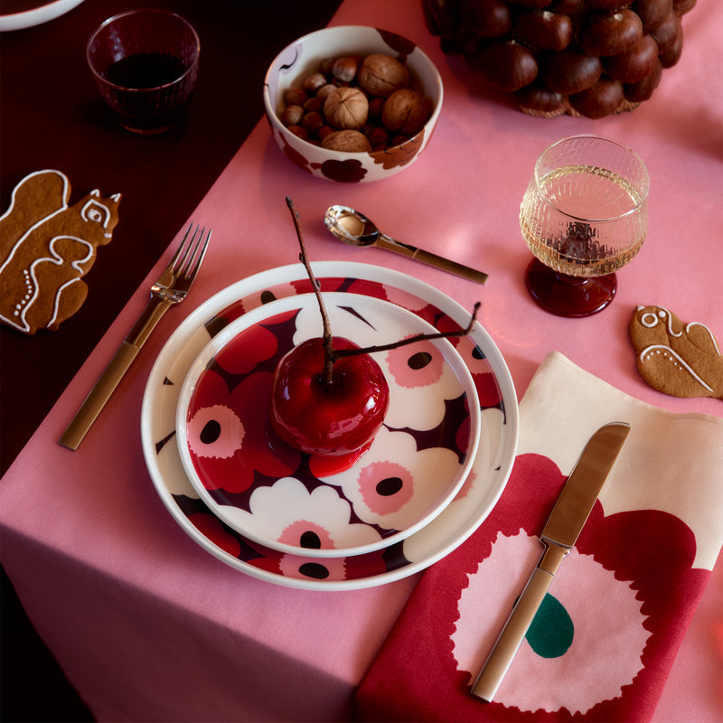 Marimekko - Oiva Unikko Teller Ø 20 cm | white, plum, cranberry, pink
