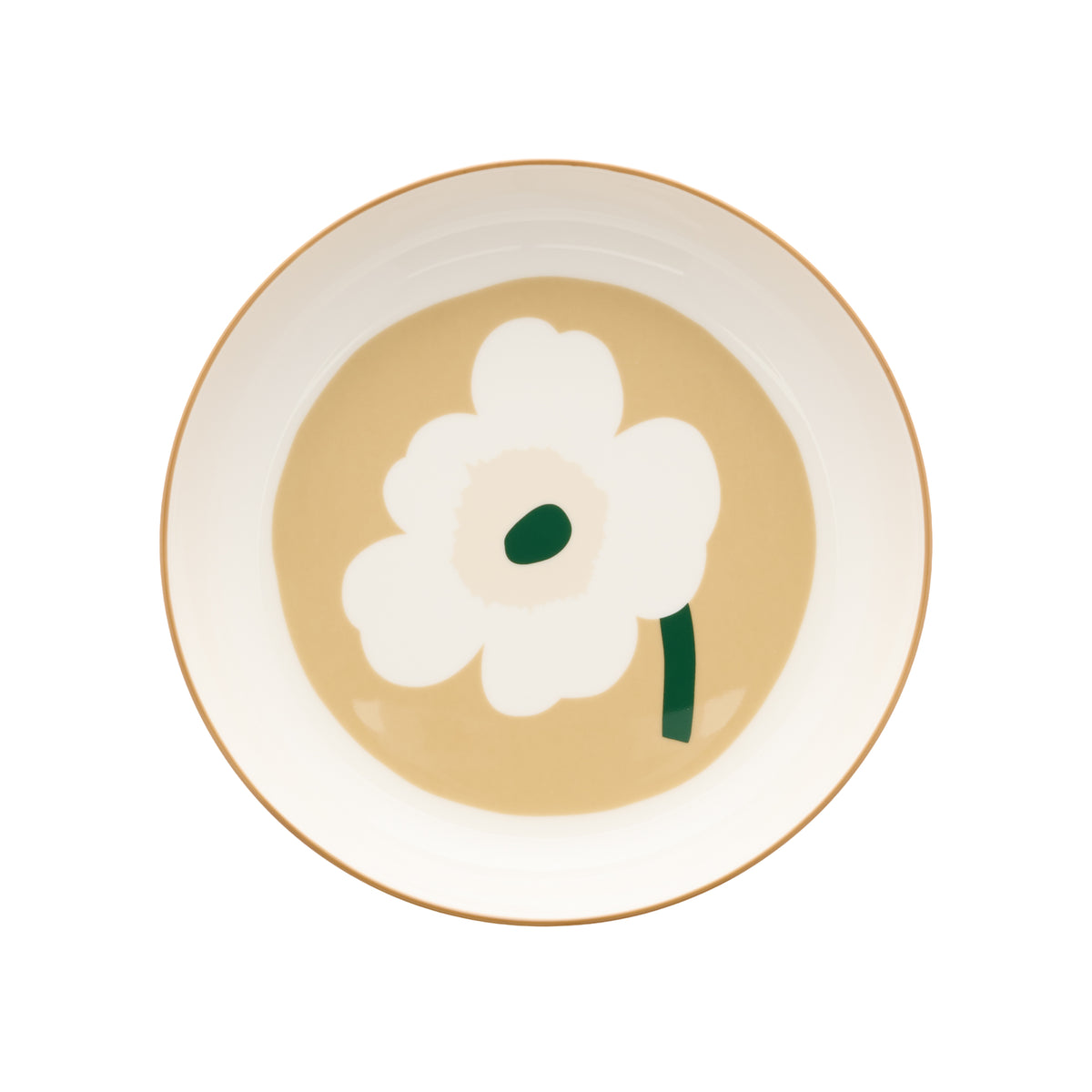 Marimekko - Oiva Unikko tiefer Teller | white, beige, lt.sand, d.green