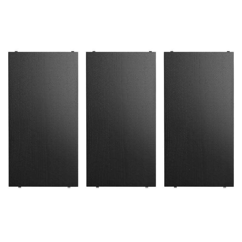 String - Regalboden 58 x 30 cm, 3er-Pack | Esche schwarz gebeizt