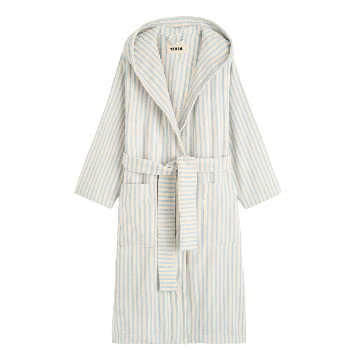 Tekla - Terry Bademantel mit Kapuze | L / soft blue stripes, M / soft blue stripes, S / soft blue stripes