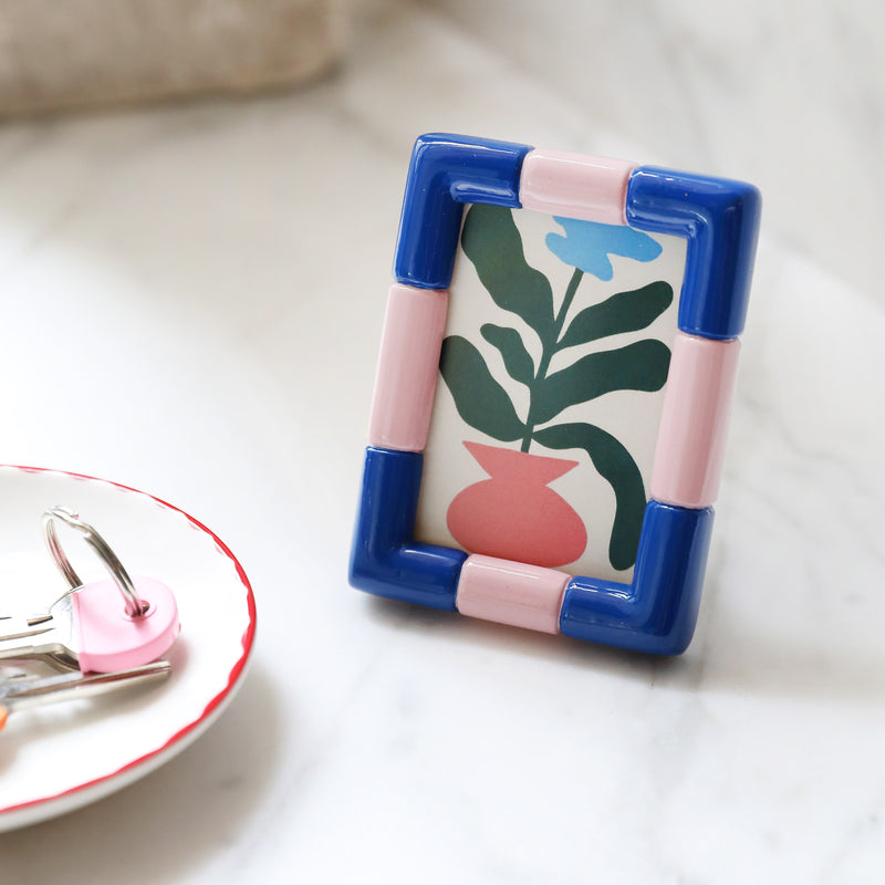 &amp;klevering - Rift Bilderrahmen eckig | 7,5 x 10 cm / blau / rosa