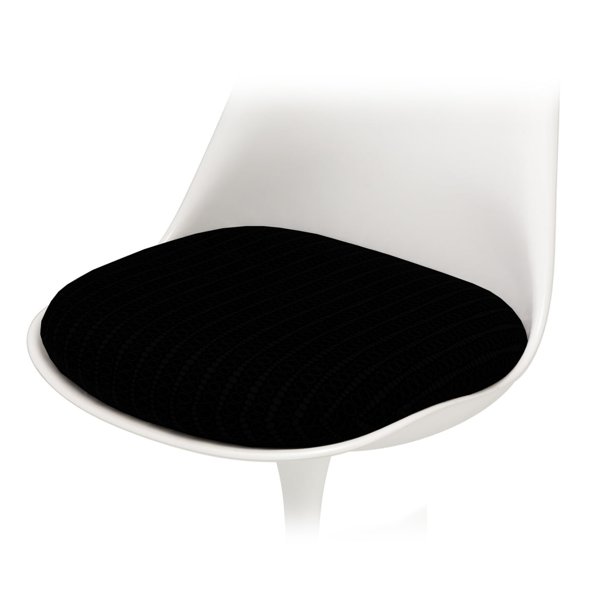 Replica Eero Saarinen Tulip Chair-White Fibreglass/Black Cushion